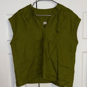 Linen Cloud Olive Green Women's Top
